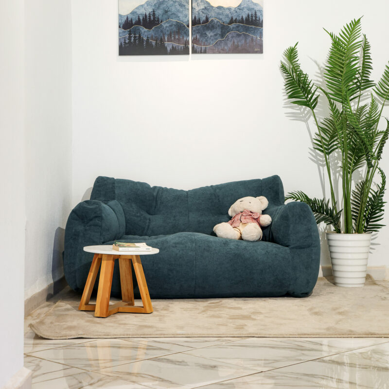 Pouf Relax Confort - Lounge Duo - Bleu Petrole